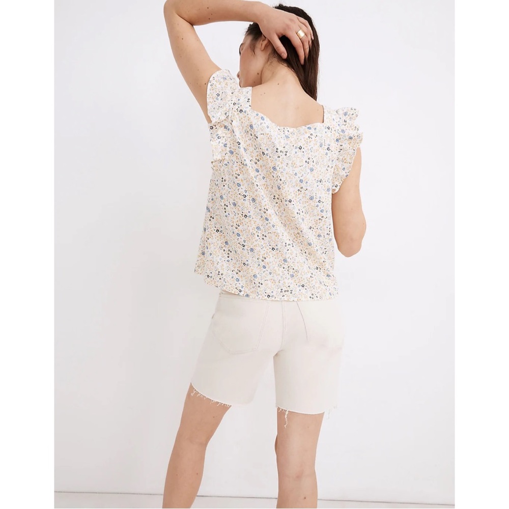 MADEWELL • Linen-Blend Ruffle-Strap Button-Up Tank Top in Folkmagic Floral - Picture 5 of 6